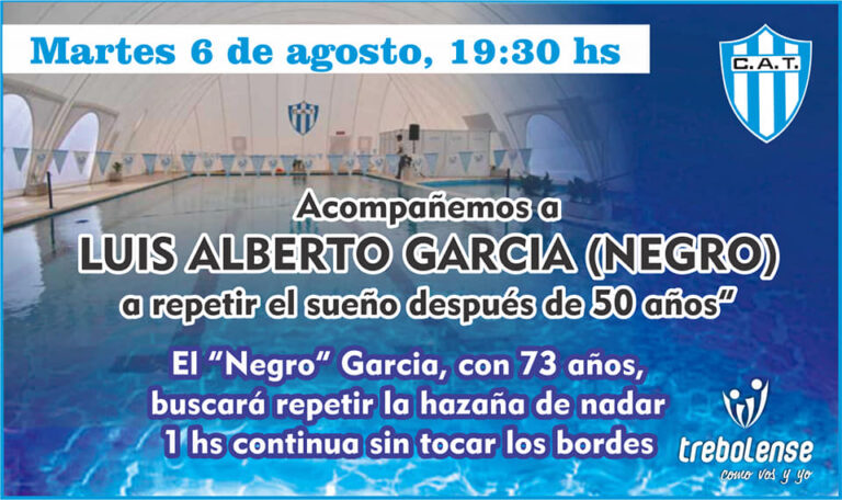 CON 73 AÑOS HOMENAJEARÁ AL CLUB – El «Negro» García intentará nadar una hora seguida sin tocar los bordes