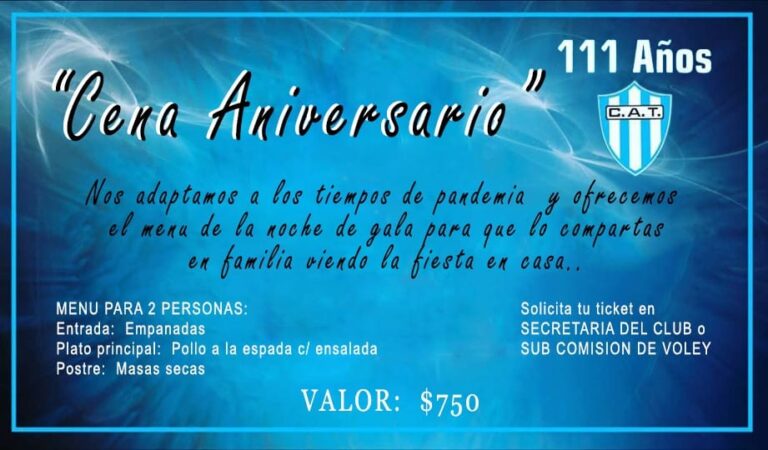 Para los festejos de los 111 años habrá rica cena a la venta!!!