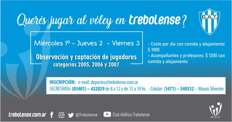 VOLEY – Trebolense captará talentos en diciembre